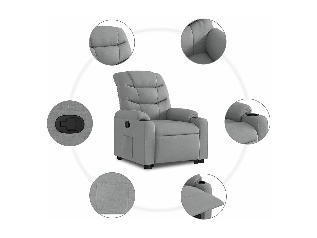 Fauteuil inclinable Gris clair Tissu