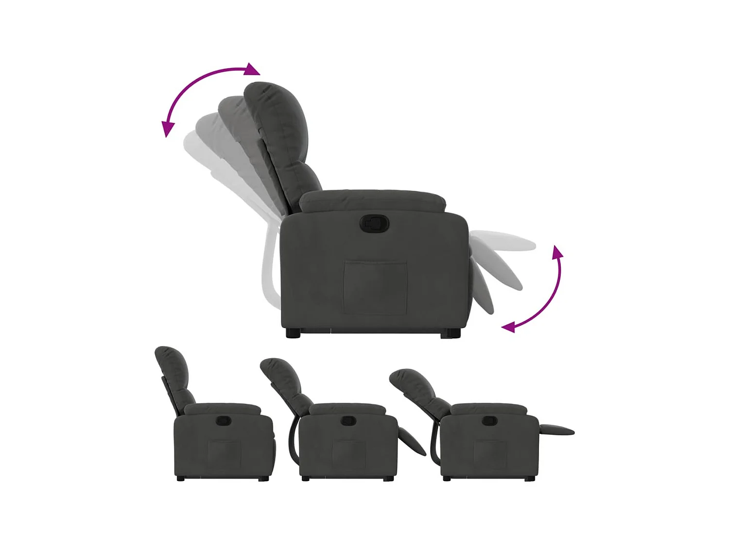 Fauteuil inclinable gris foncé tissu microfibre