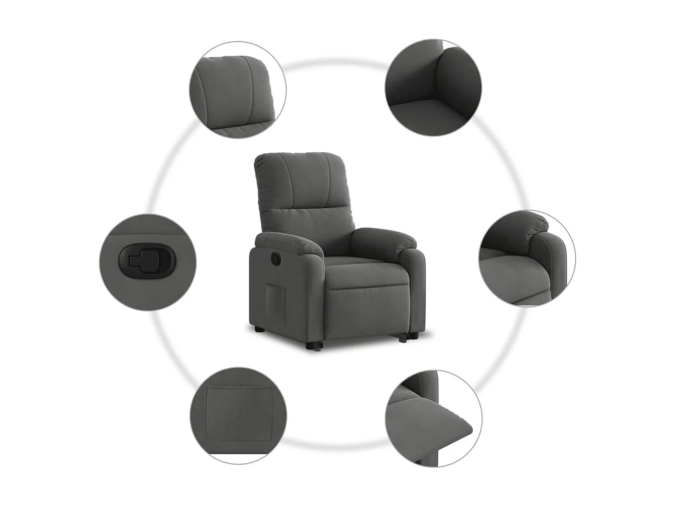 Fauteuil inclinable gris foncé tissu microfibre