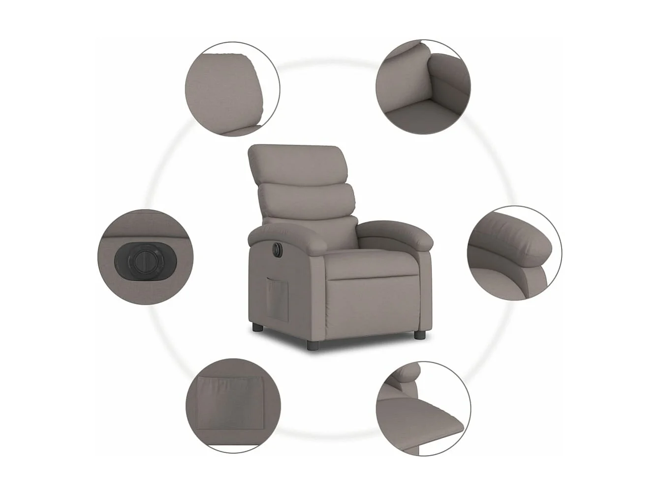 Fauteuil inclinable électrique Taupe Tissu