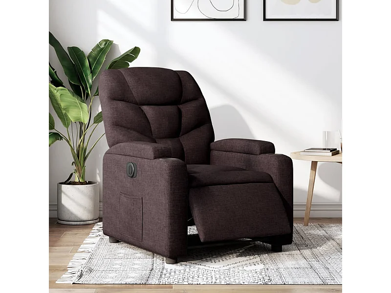 Fauteuil inclinable électrique Marron foncé Tissu