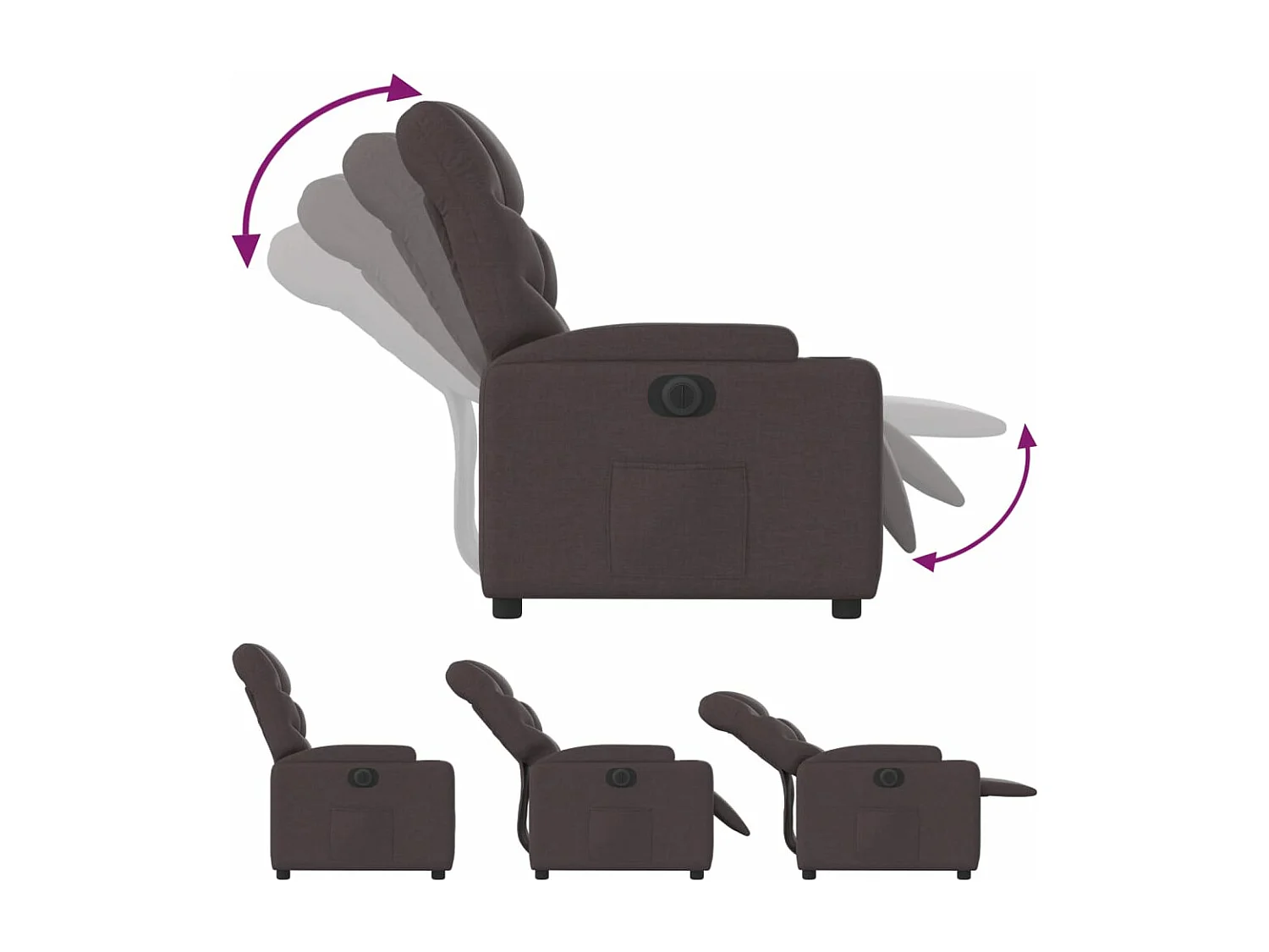 Fauteuil inclinable électrique Marron foncé Tissu