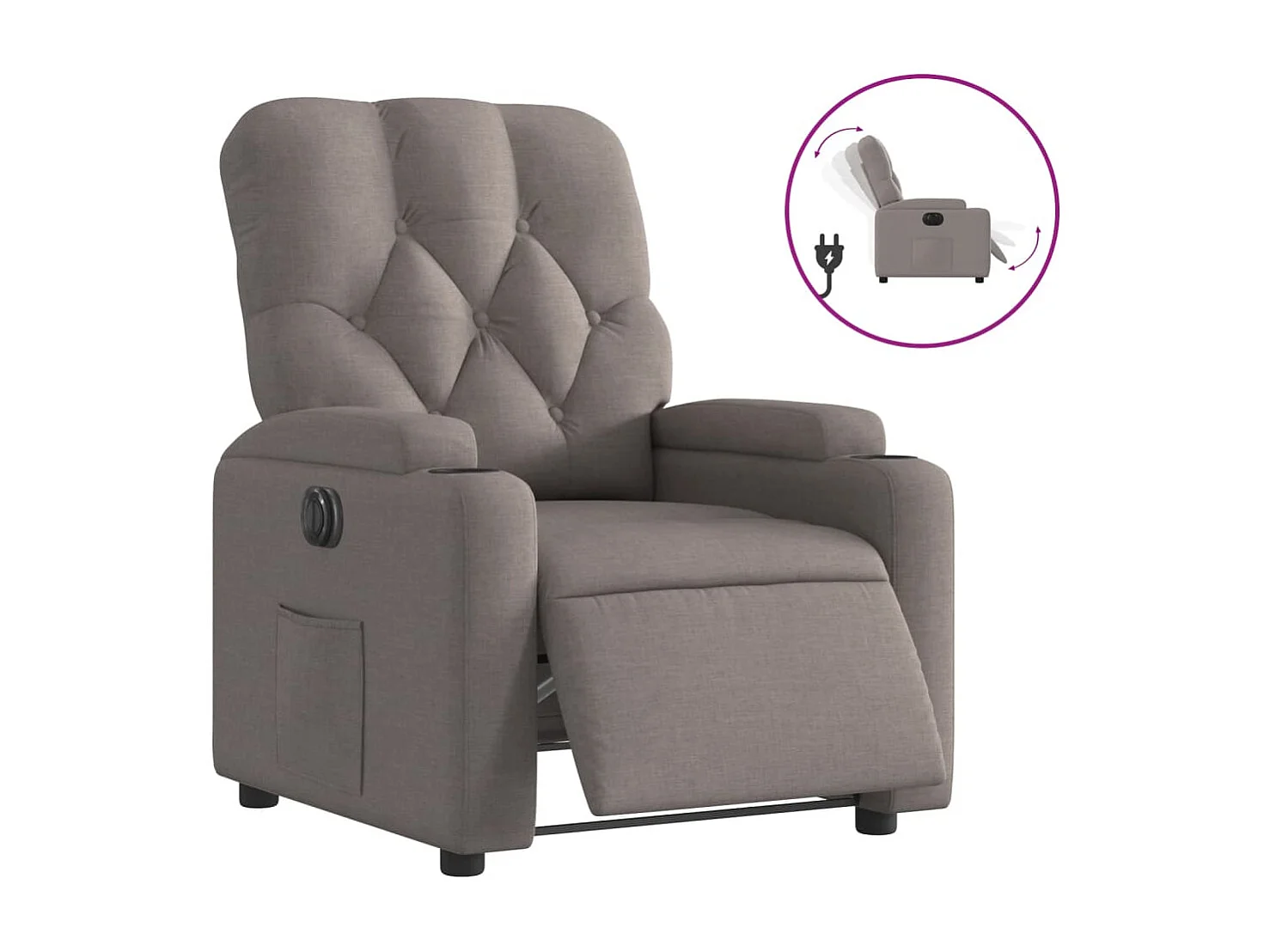 Fauteuil inclinable électrique Taupe Tissu
