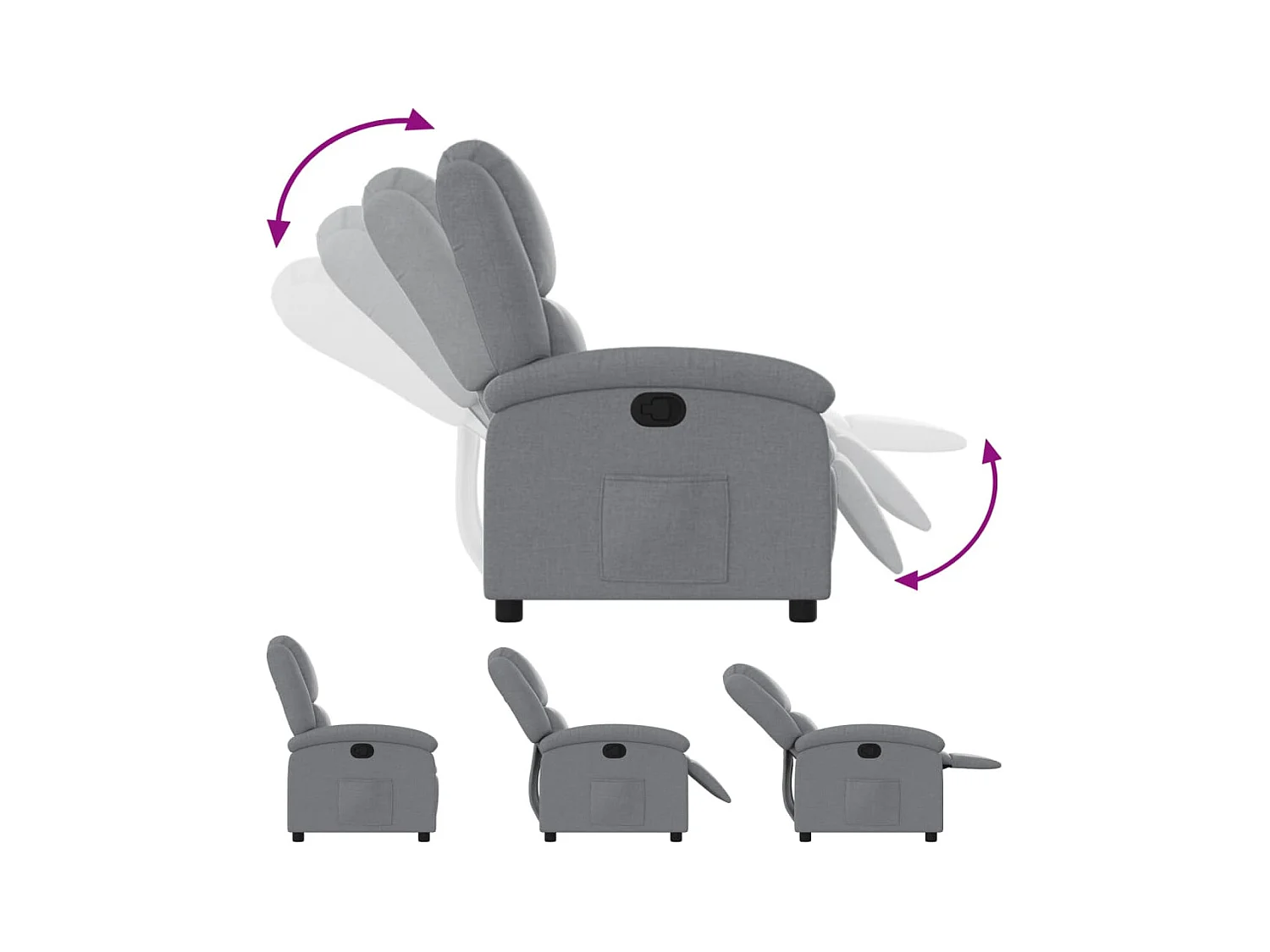 Fauteuil inclinable Gris clair Tissu