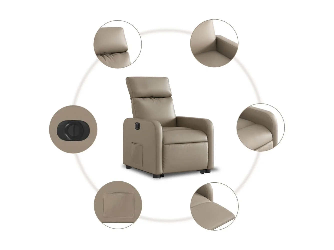 Fauteuil inclinable électrique cappuccino similicuir