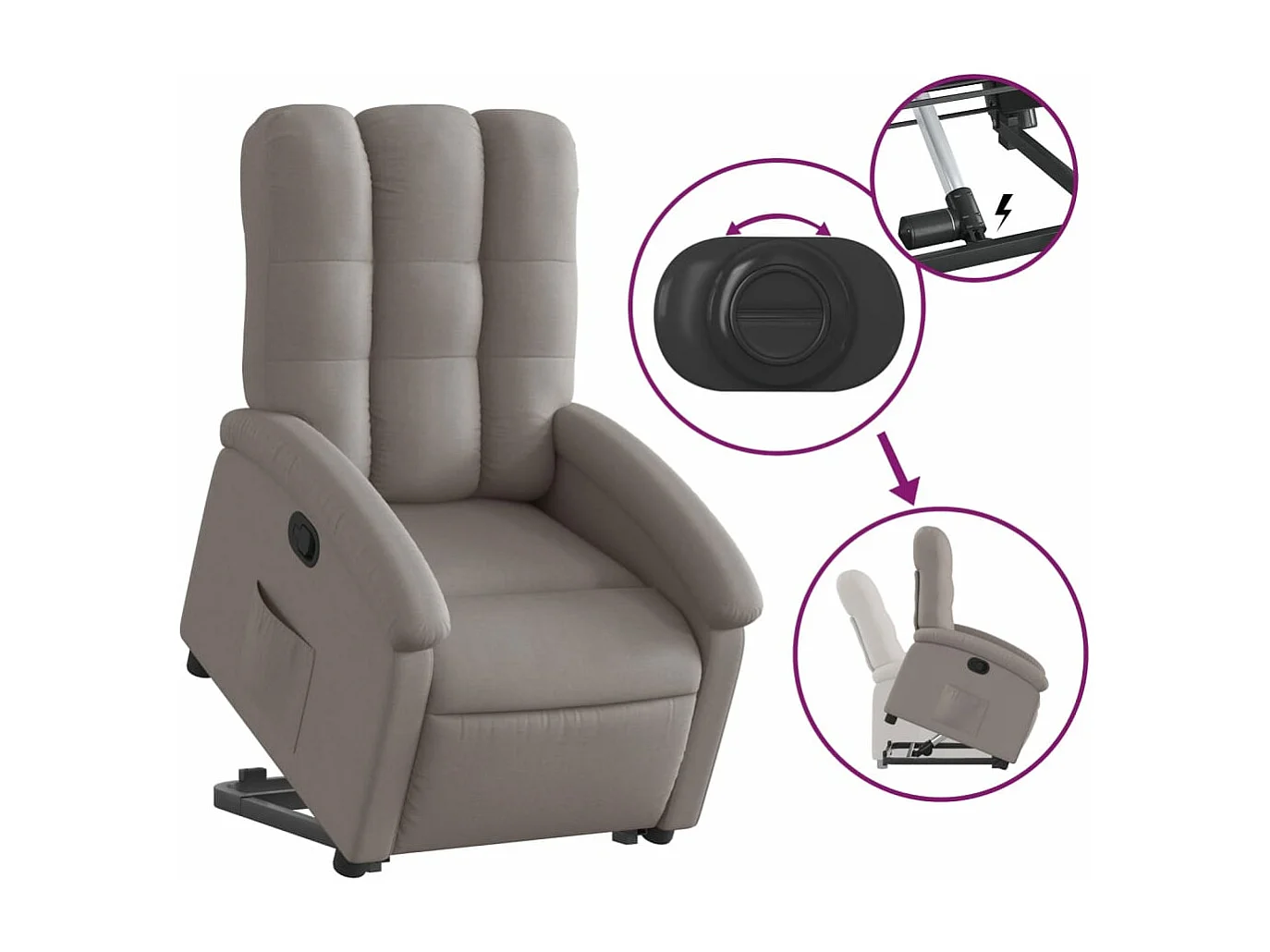 Fauteuil inclinable taupe tissu