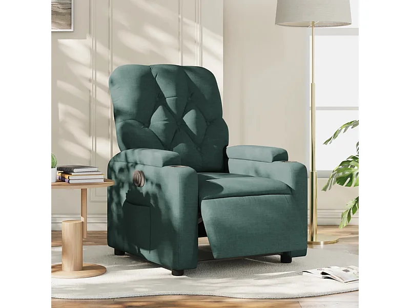 Fauteuil inclinable électrique Vert foncé Tissu