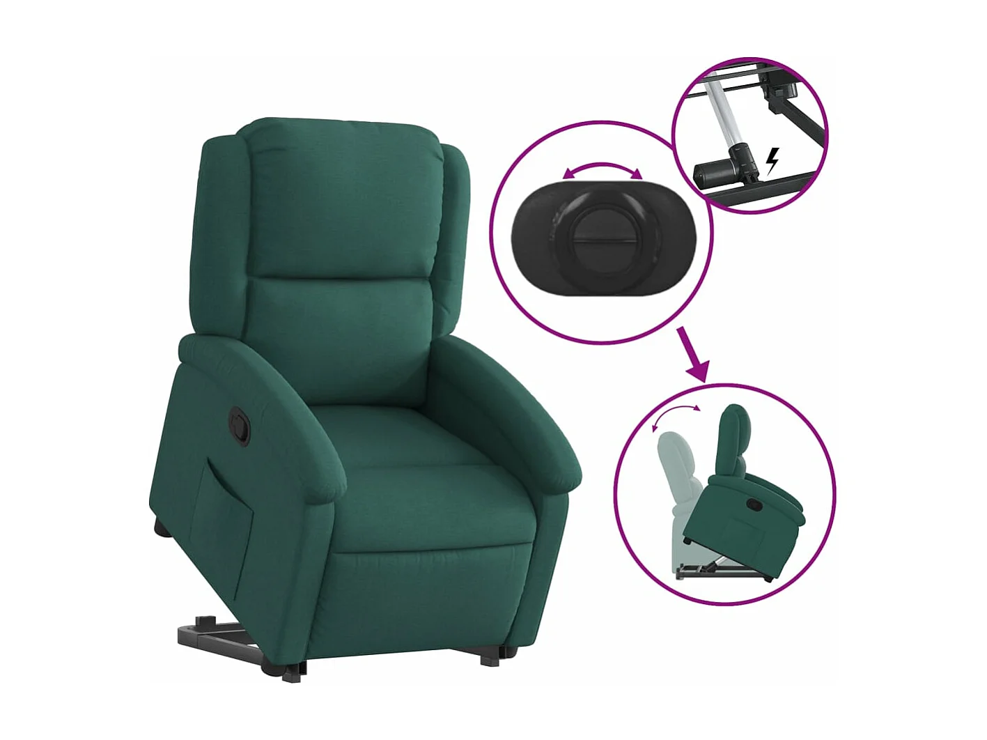 Fauteuil inclinable vert foncé tissu