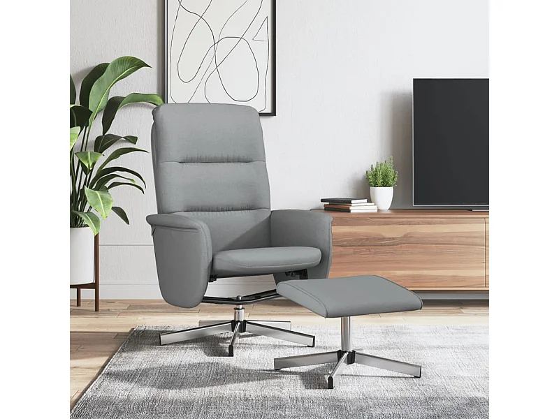 Fauteuil inclinable avec repose-pied gris clair tissu