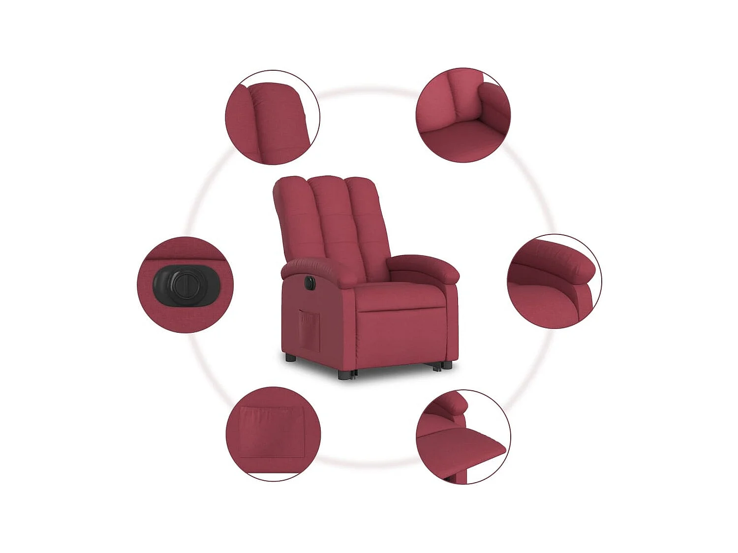 Fauteuil inclinable électrique rouge bordeaux tissu