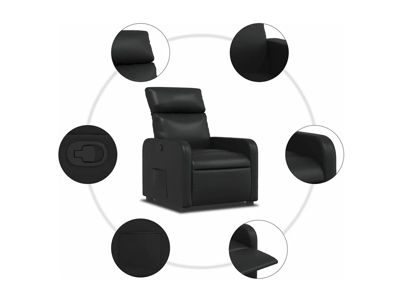 Fauteuil verstelbaar kunstleer zwart