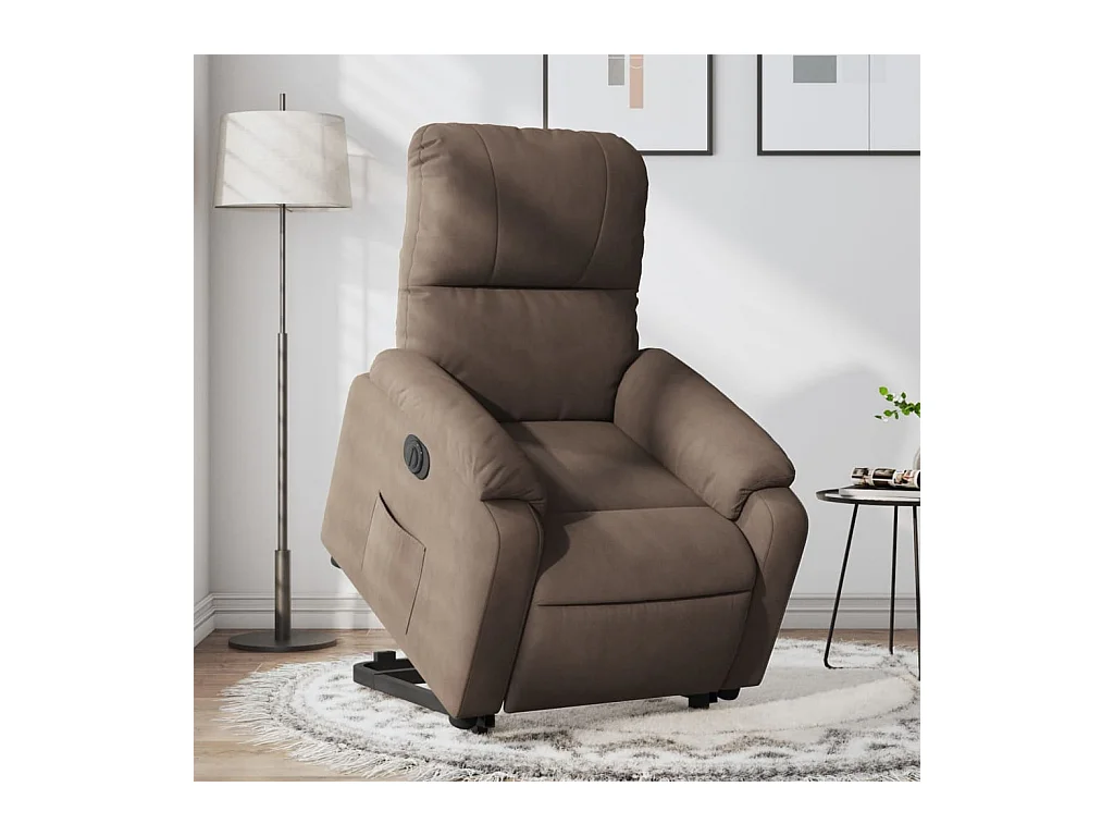 Fauteuil inclinable électrique marron tissu microfibre