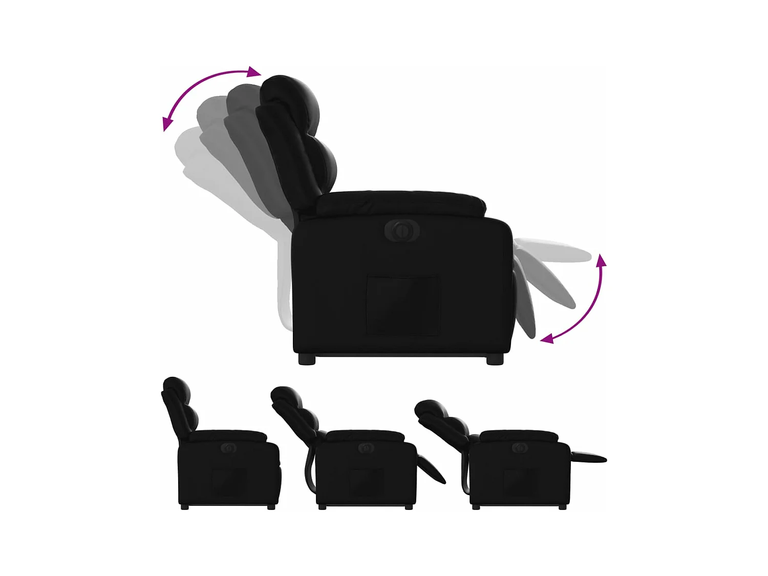 Fauteuil inclinable électrique noir similicuir