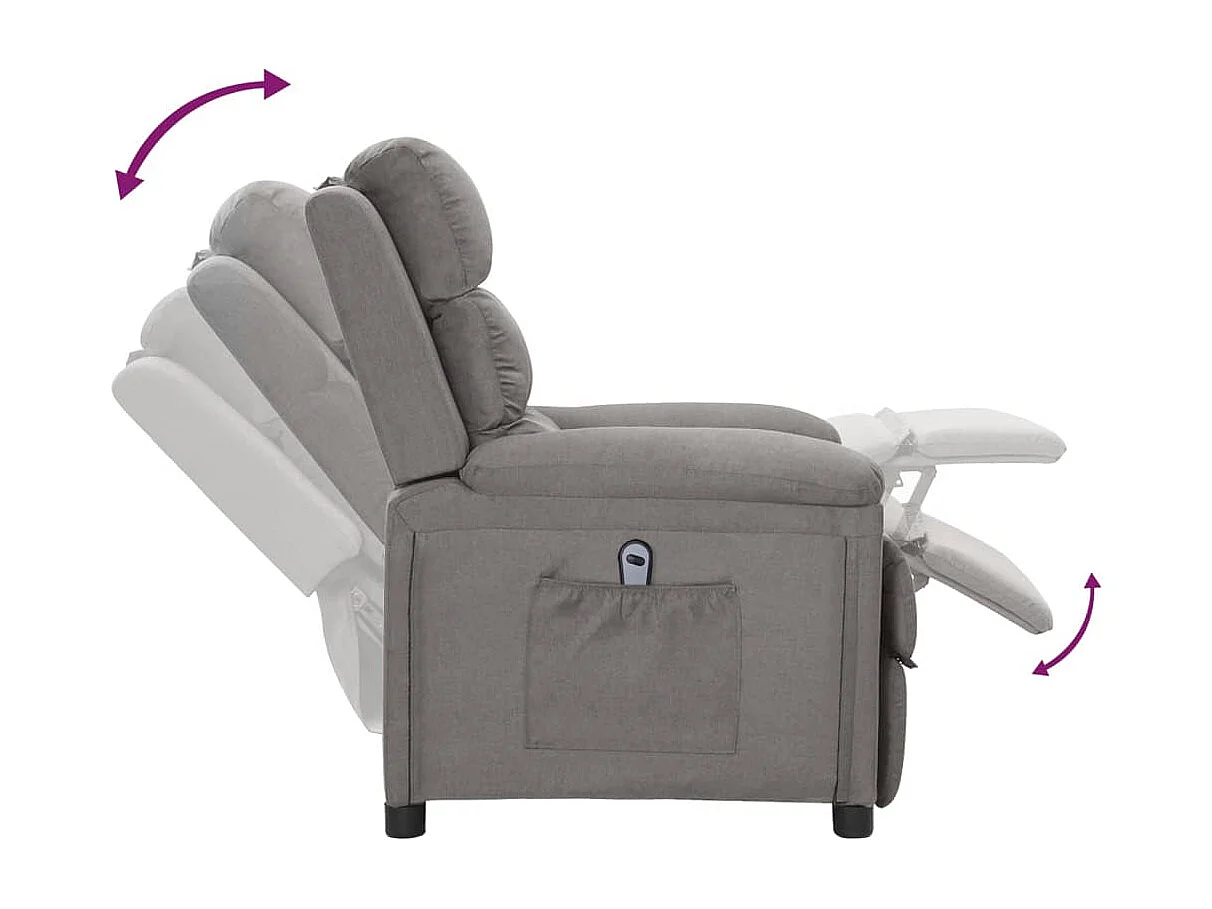 Fauteuil inclinable électrique Gris clair Tissu