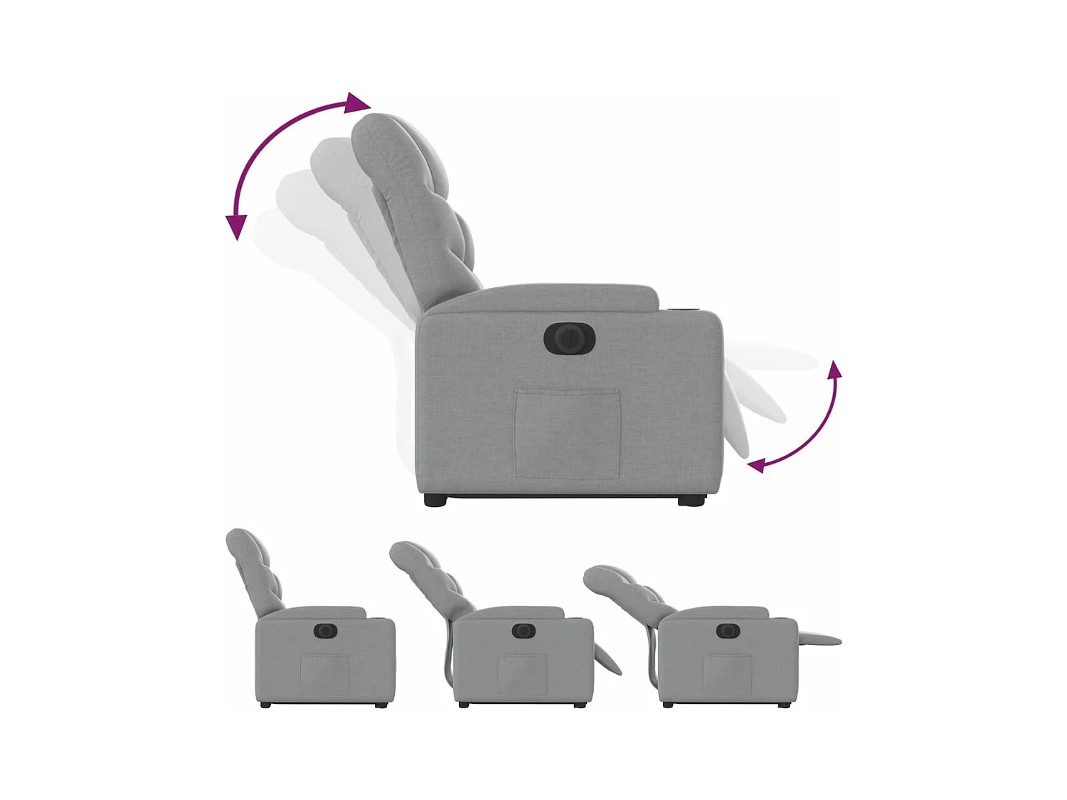 Fauteuil inclinable électrique gris clair tissu