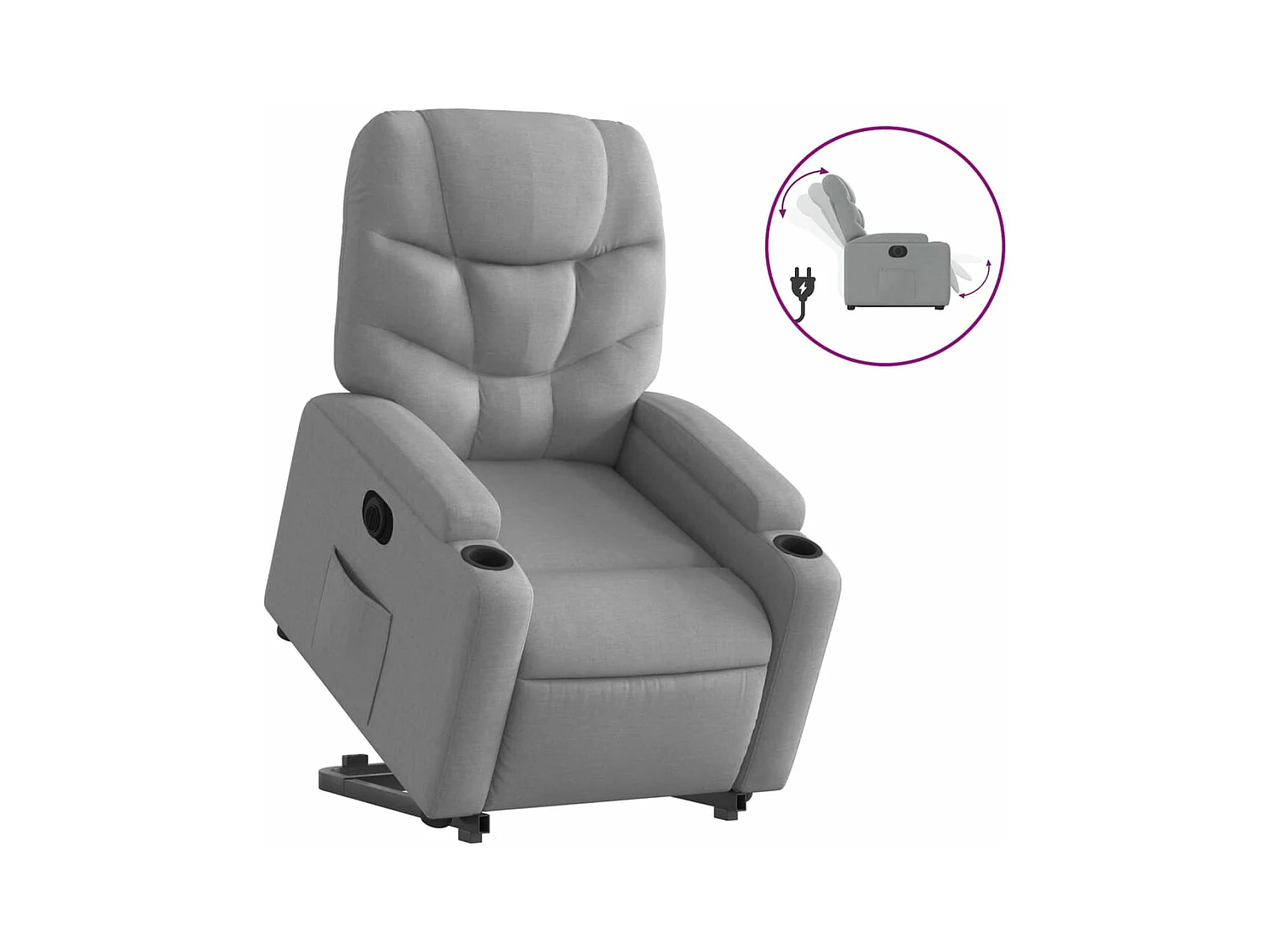 Fauteuil inclinable électrique gris clair tissu