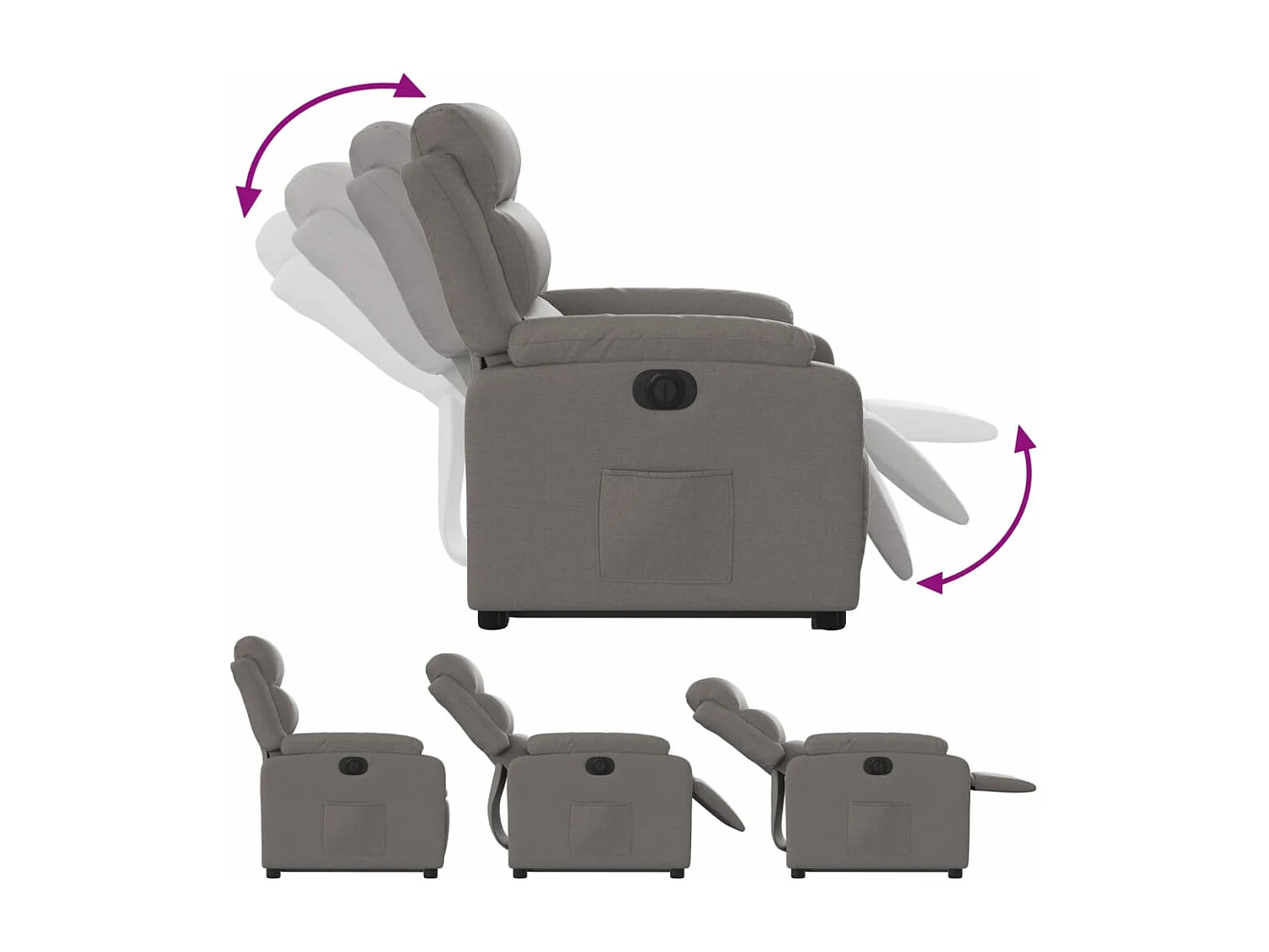 Fauteuil inclinable électrique taupe tissu