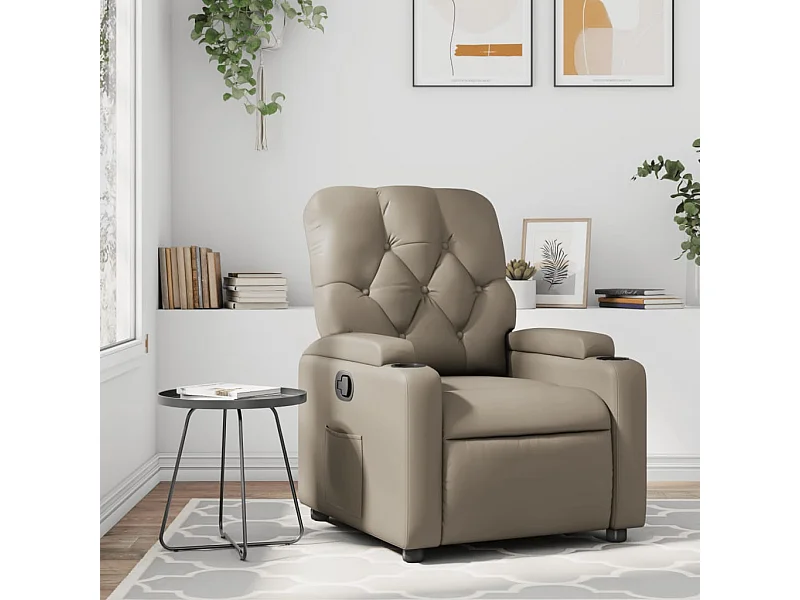 Sillón reclinable de cuero sintético color capuchino