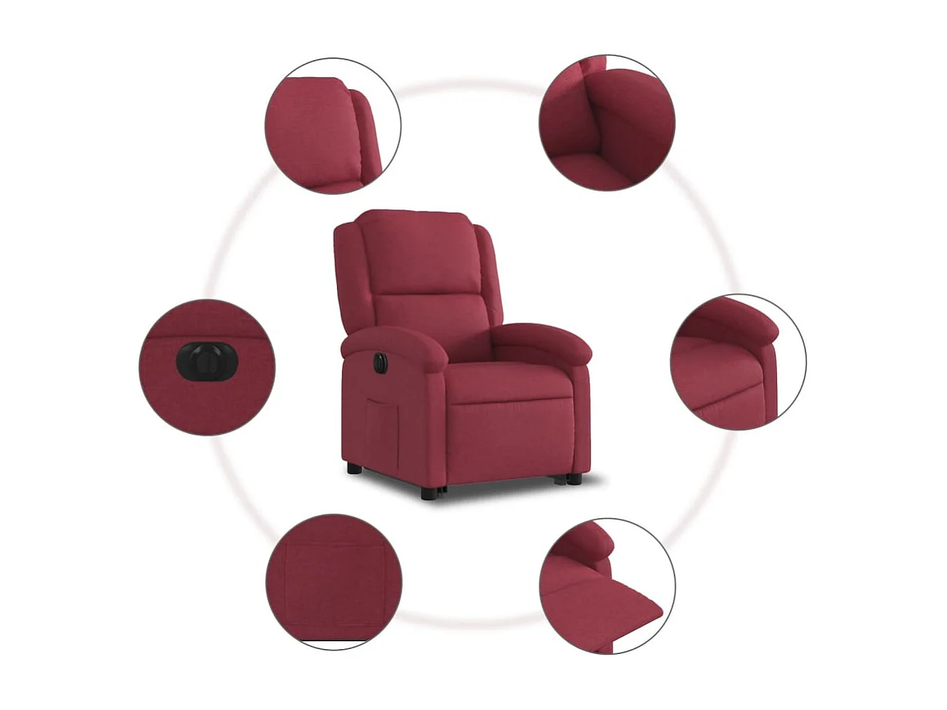Fauteuil inclinable électrique rouge bordeaux tissu