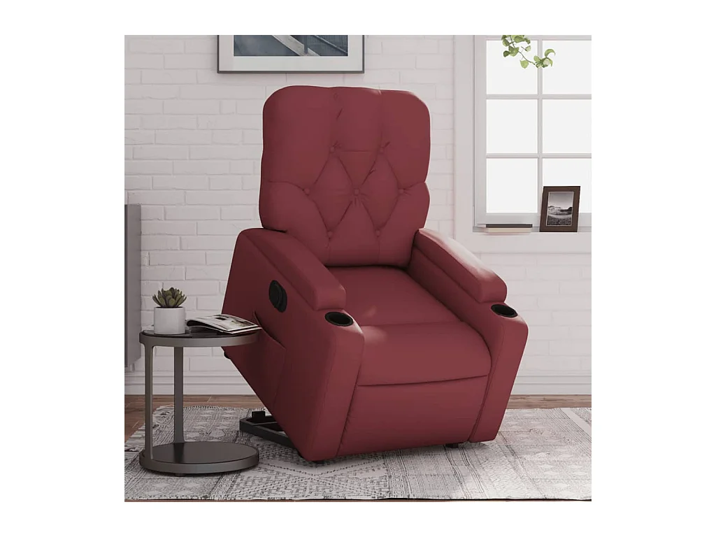 Fauteuil inclinable électrique rouge bordeaux similicuir