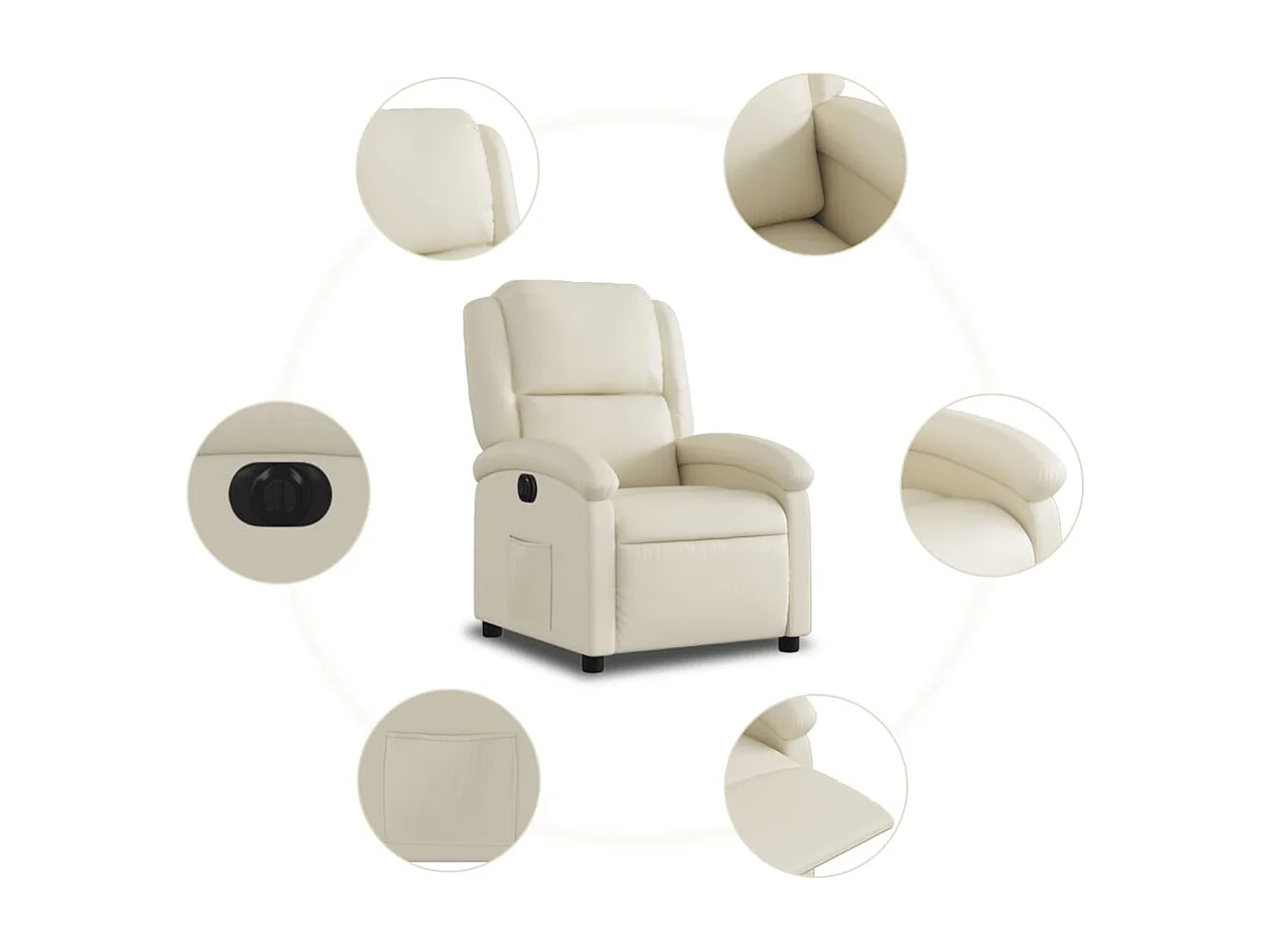 Fauteuil inclinable électrique Crème Similicuir