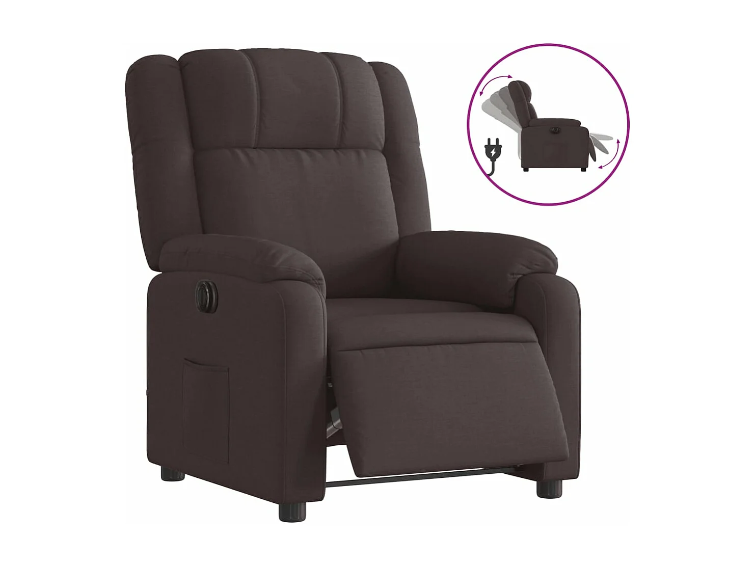 Fauteuil inclinable électrique Marron foncé Tissu
