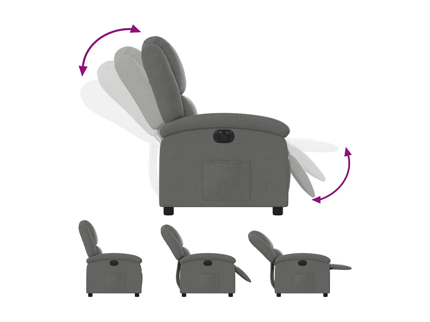 Fauteuil elektrisch verstelbaar stof donkergrijs