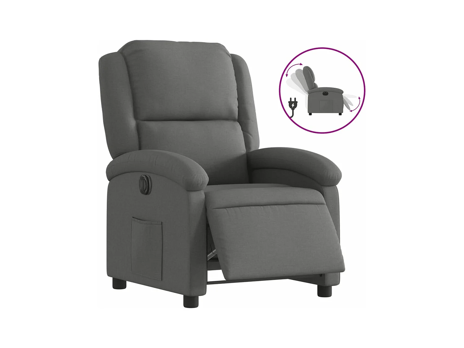 Fauteuil inclinable électrique Gris foncé Tissu