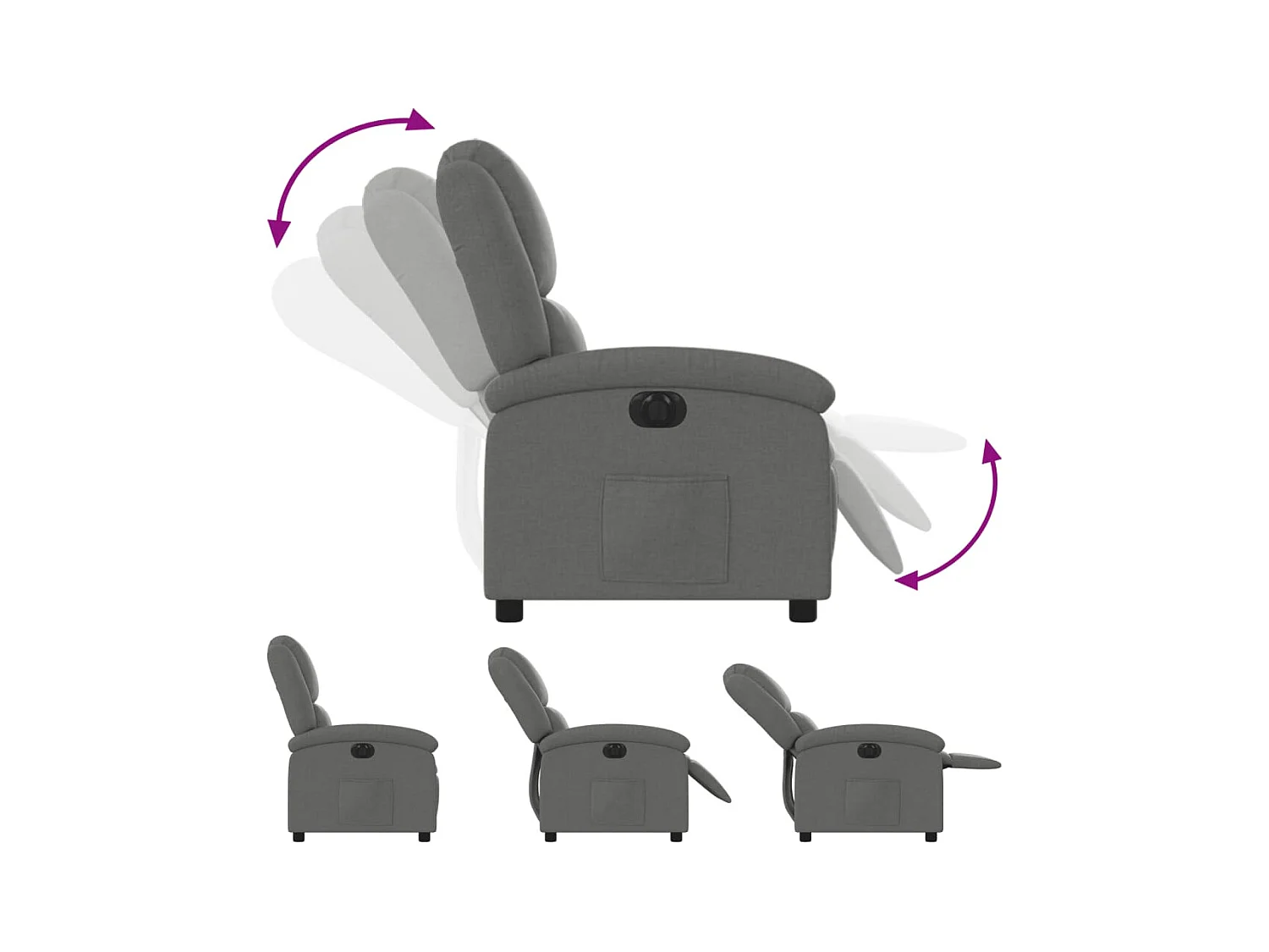 Fauteuil inclinable électrique Gris foncé Tissu