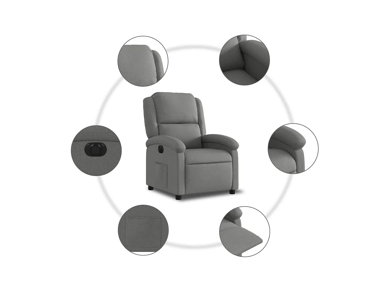 Fauteuil inclinable électrique Gris foncé Tissu