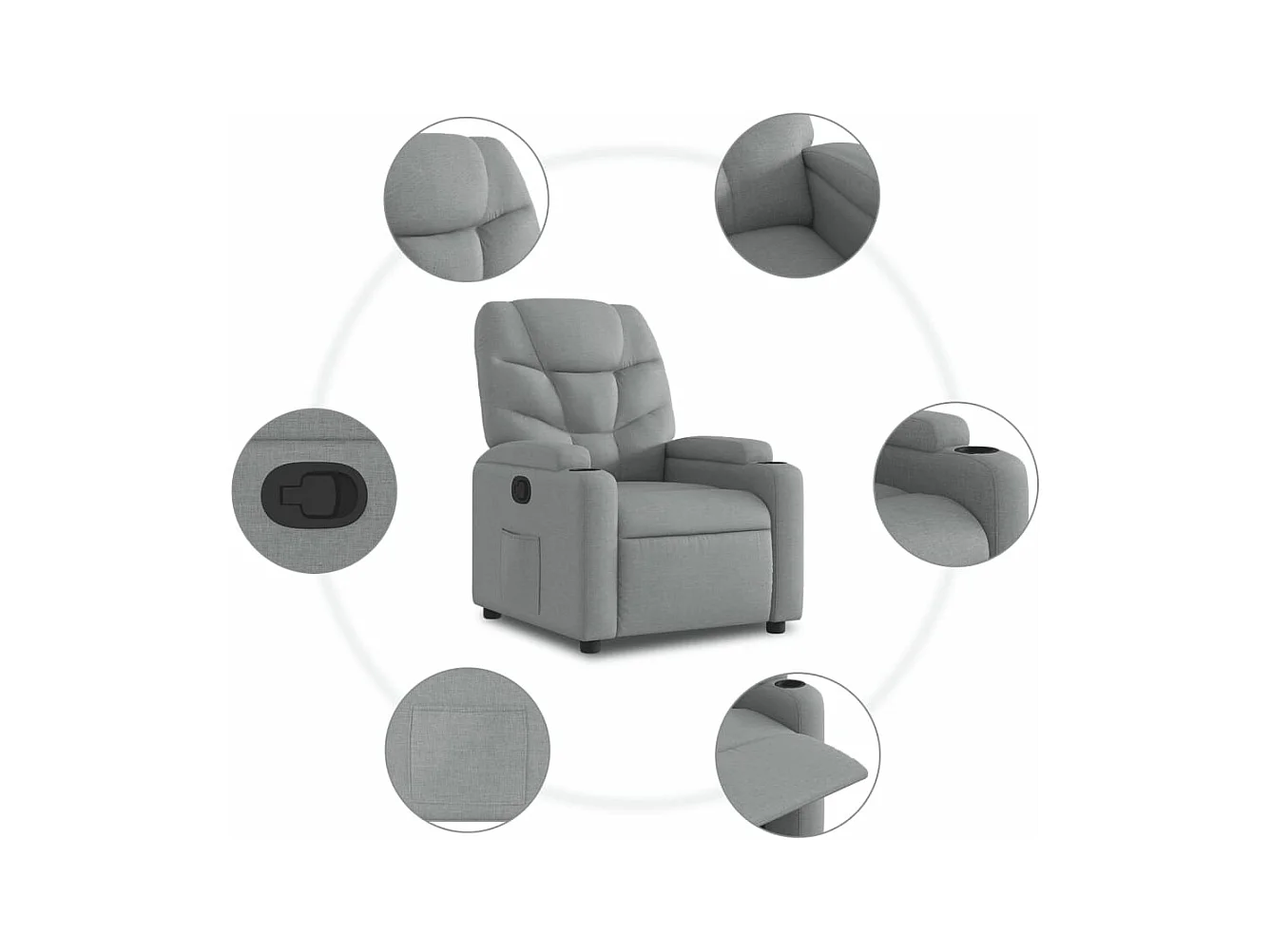 Fauteuil inclinable Gris clair Tissu