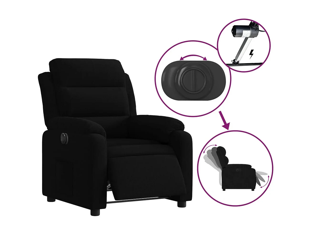 Fauteuil inclinable électrique noir velours