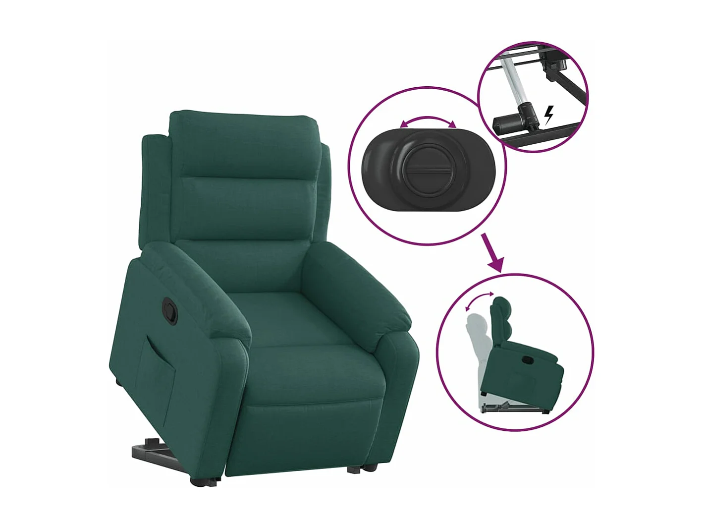 Fauteuil inclinable vert foncé tissu