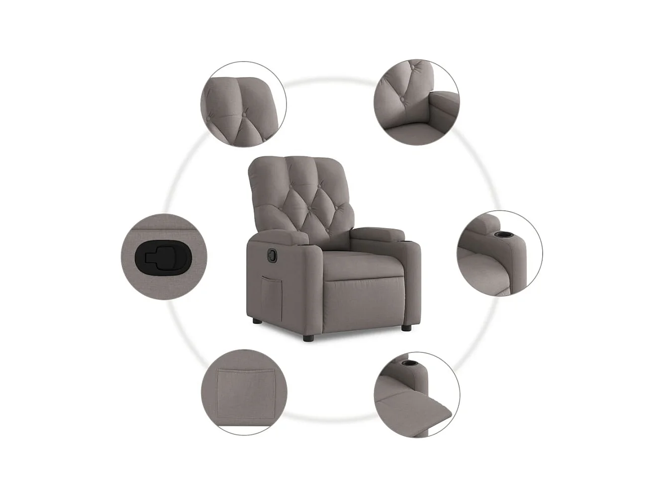 Fauteuil inclinable Taupe Tissu