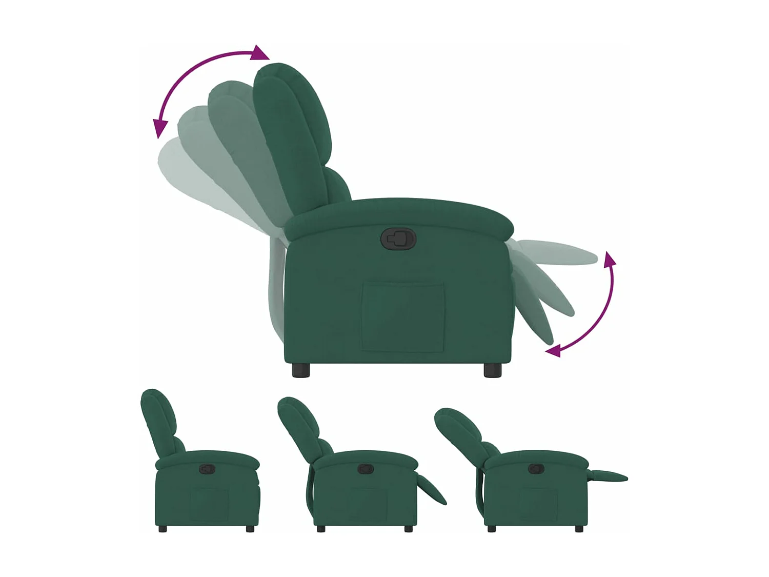 Fauteuil inclinable vert foncé velours