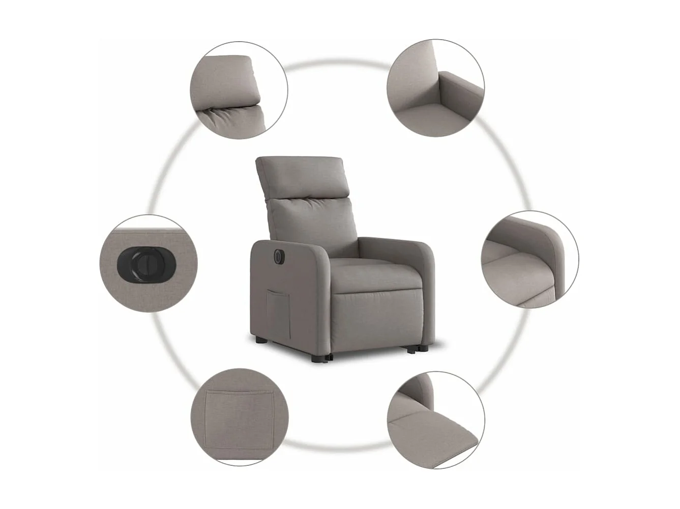 Fauteuil inclinable électrique taupe tissu