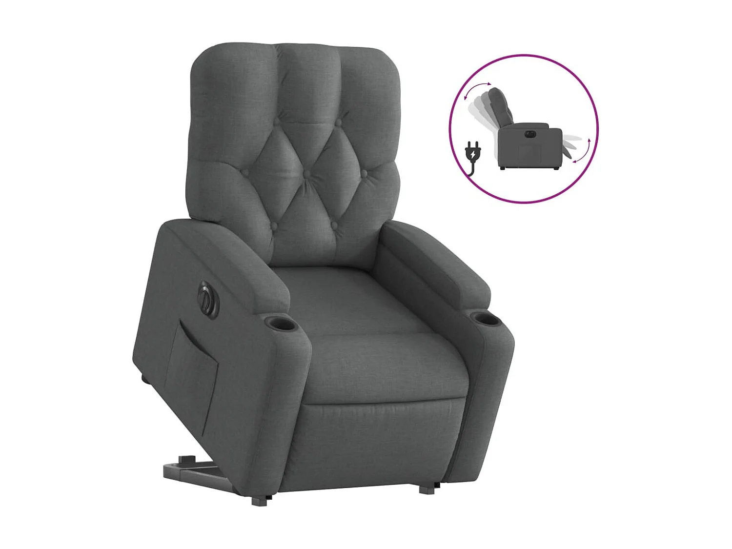 Fauteuil inclinable électrique gris foncé tissu