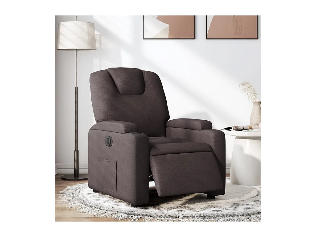 Fauteuil inclinable électrique Marron foncé Tissu
