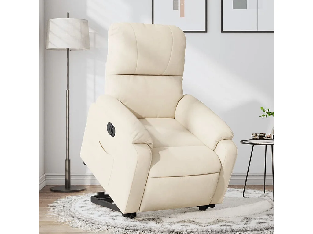 Fauteuil inclinable électrique beige tissu microfibre
