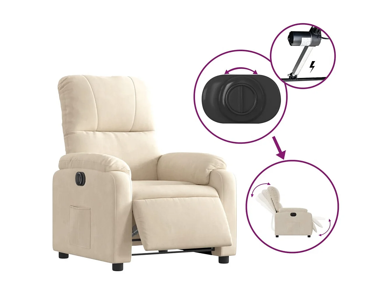 Fauteuil inclinable électrique beige tissu microfibre