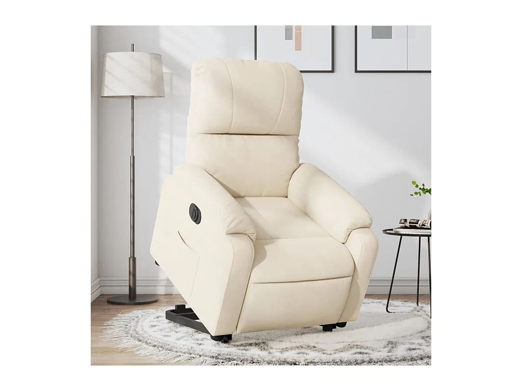 Fauteuil inclinable électrique beige tissu microfibre