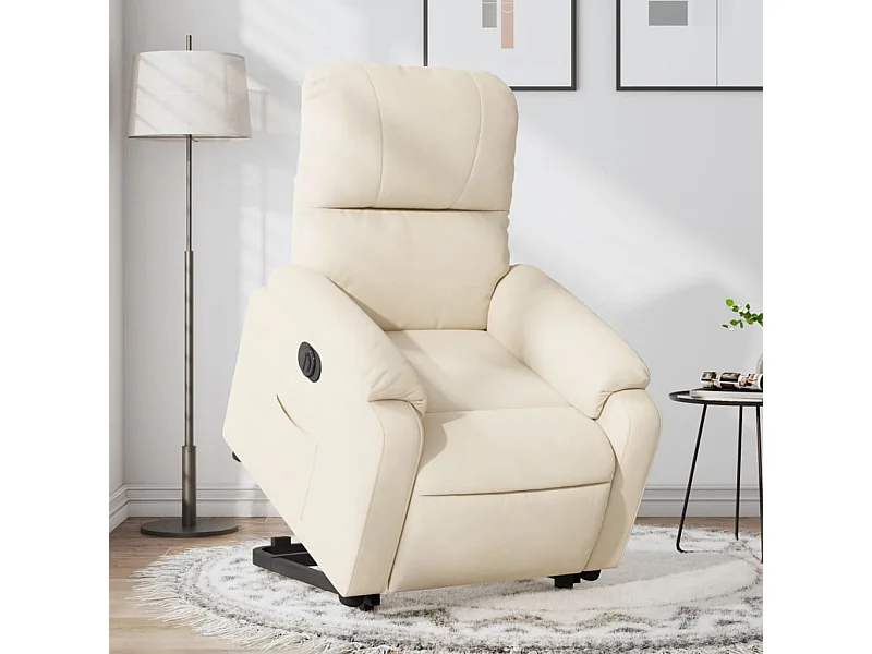 Fauteuil inclinable électrique beige tissu microfibre