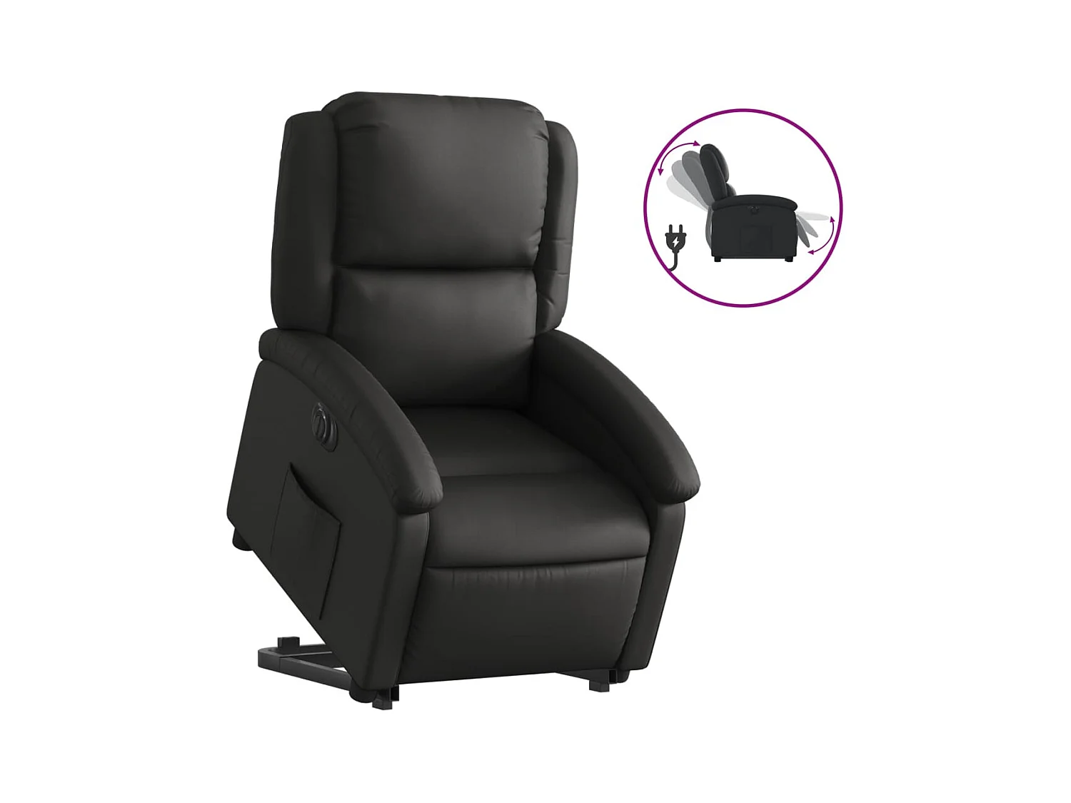 Fauteuil inclinable électrique noir cuir véritable