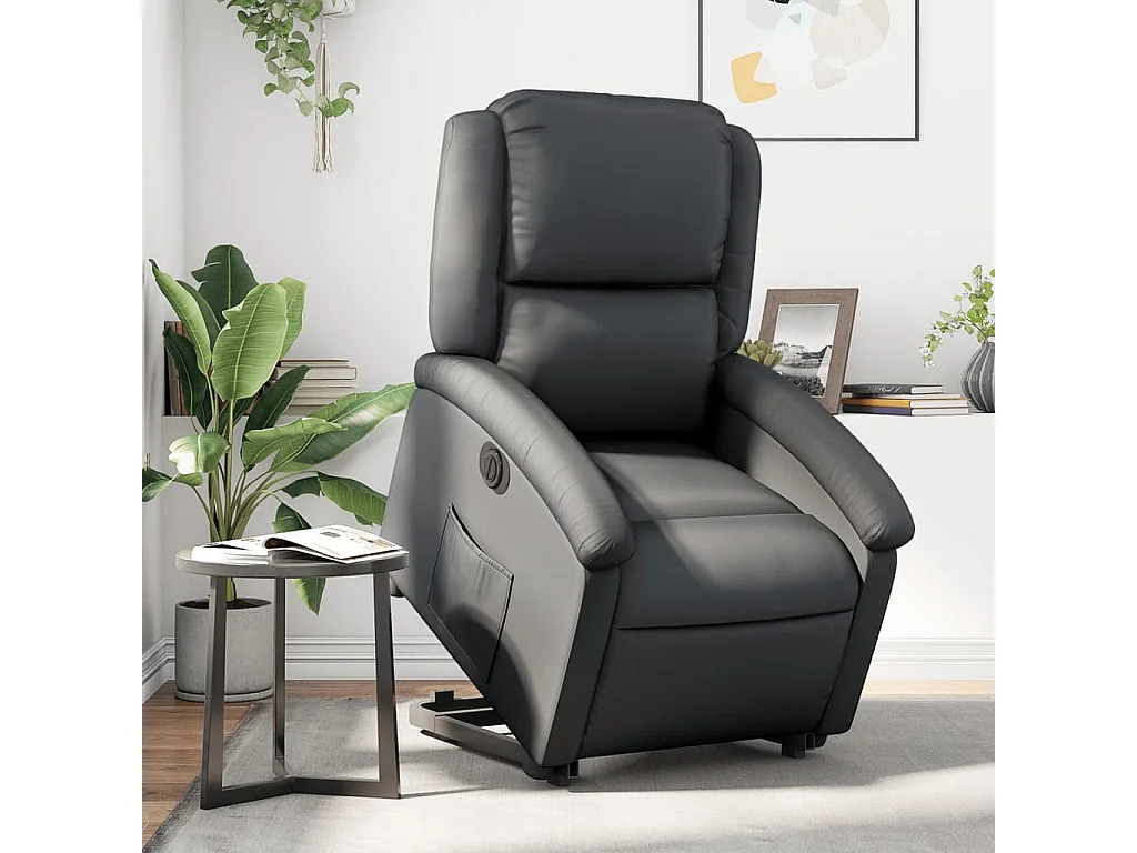 Fauteuil inclinable électrique noir cuir véritable