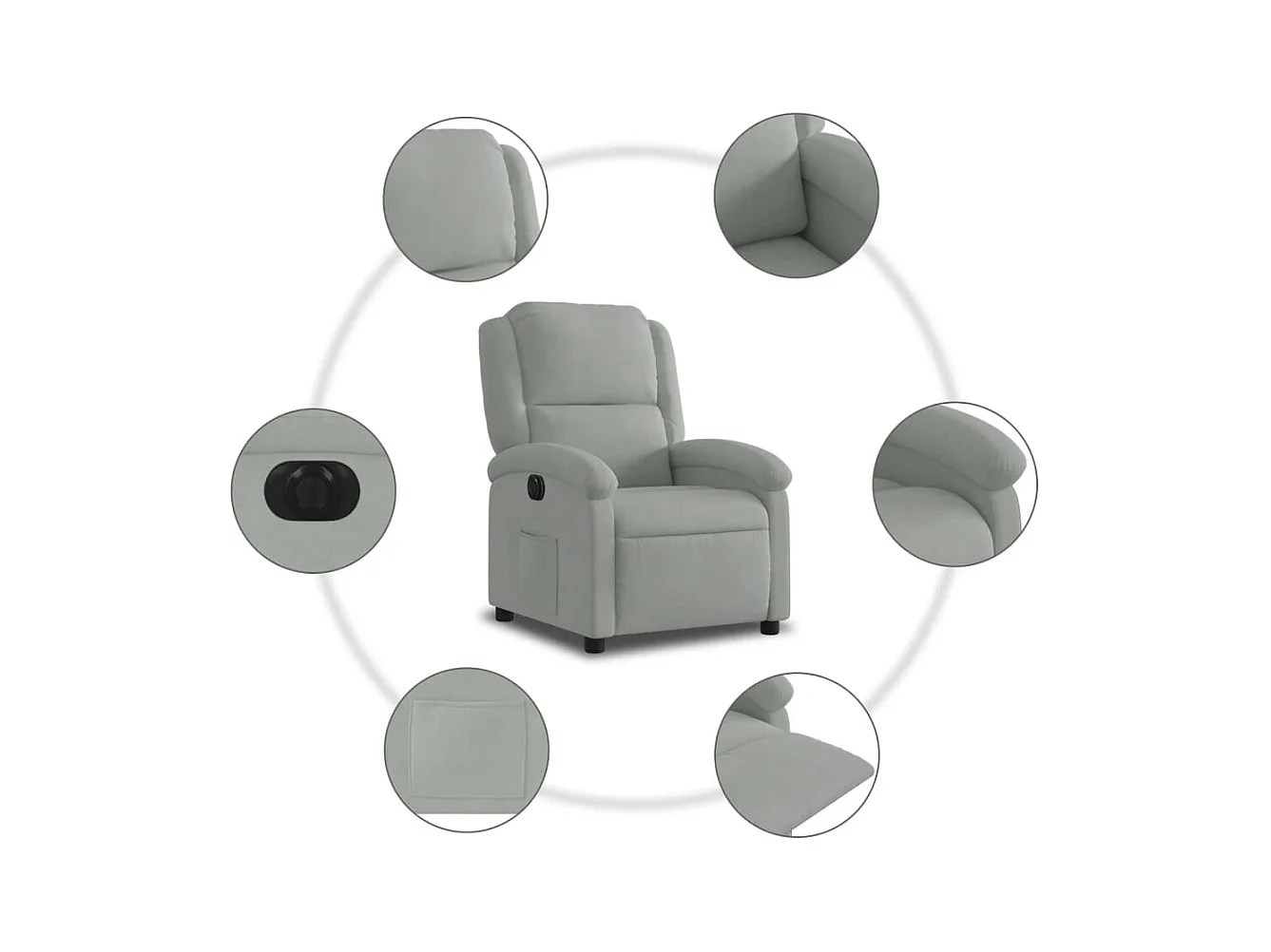 Fauteuil inclinable électrique gris clair velours