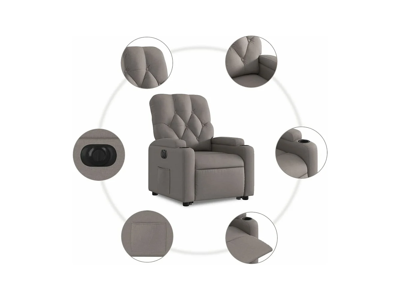 Fauteuil inclinable électrique taupe tissu