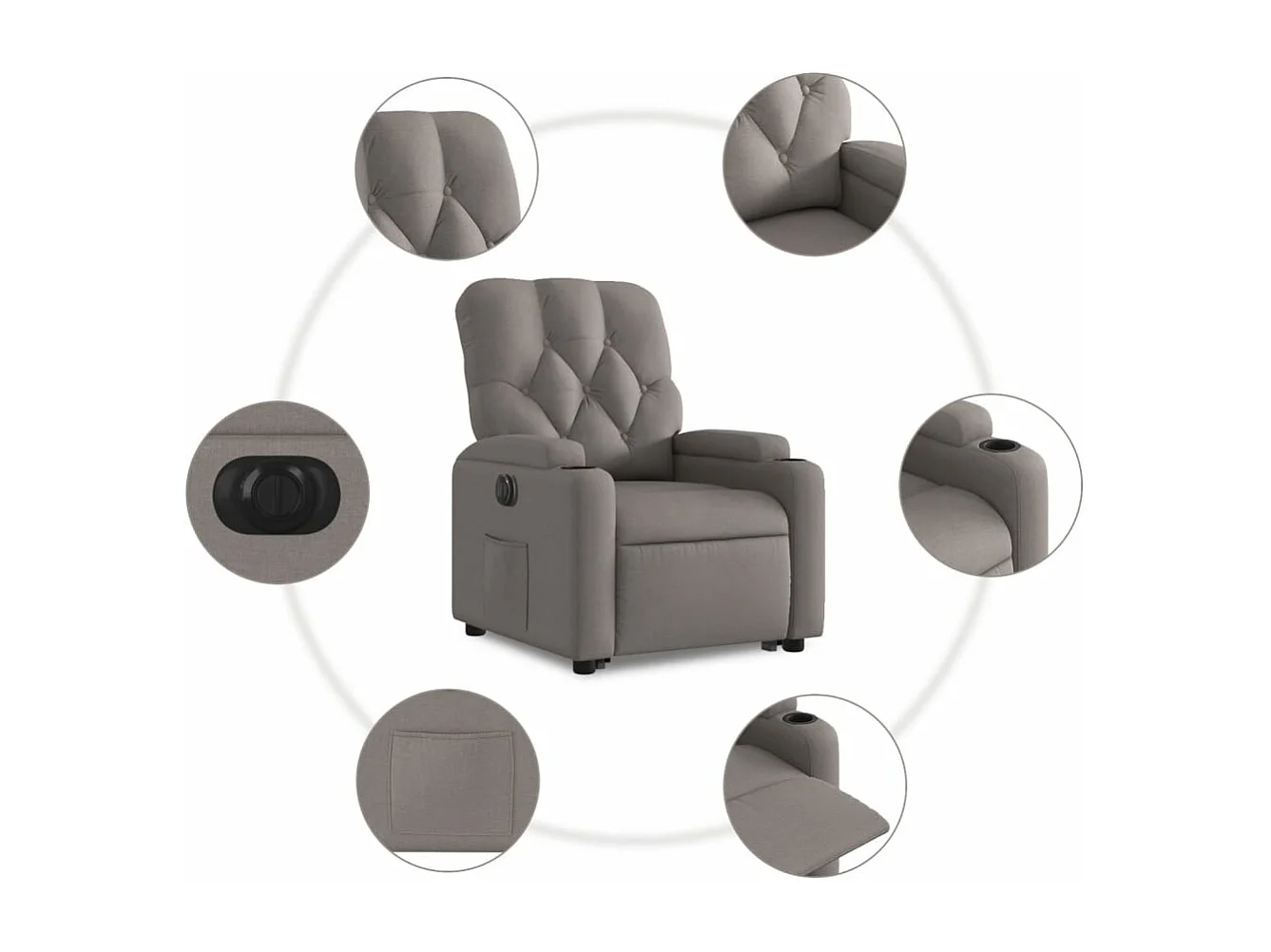 Fauteuil inclinable électrique taupe tissu