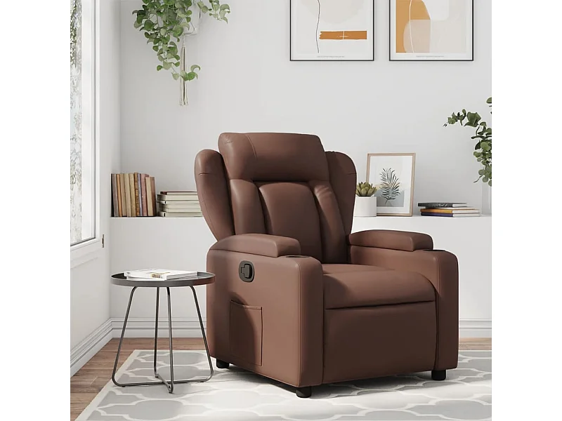 Sillón reclinable de cuero sintético marrón