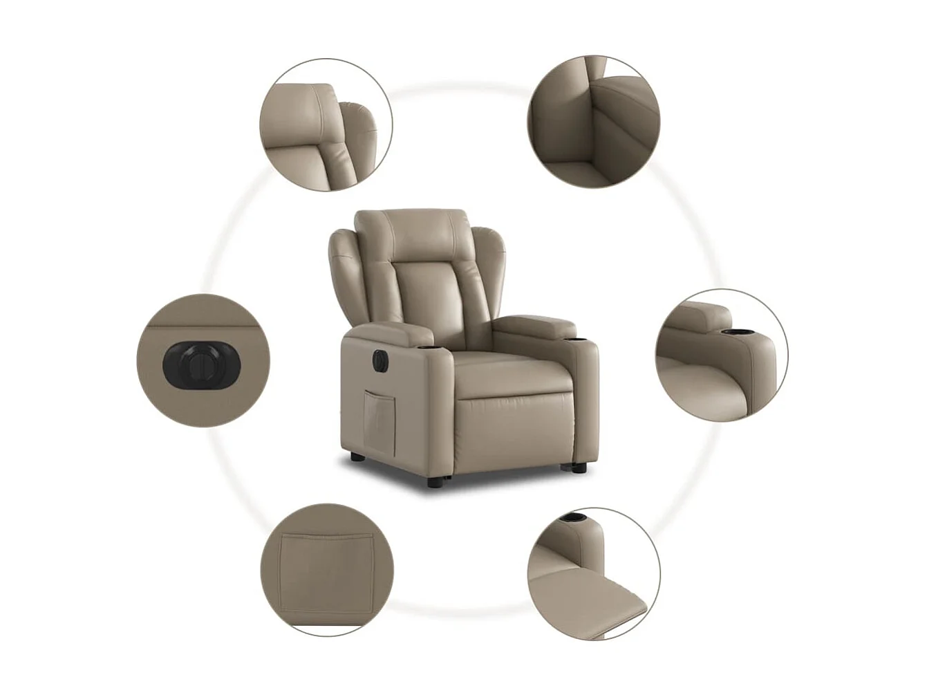 Fauteuil inclinable électrique cappuccino similicuir
