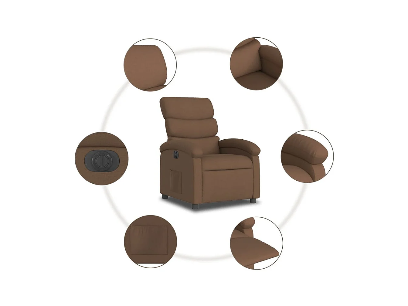 Fauteuil inclinable électrique Marron Tissu